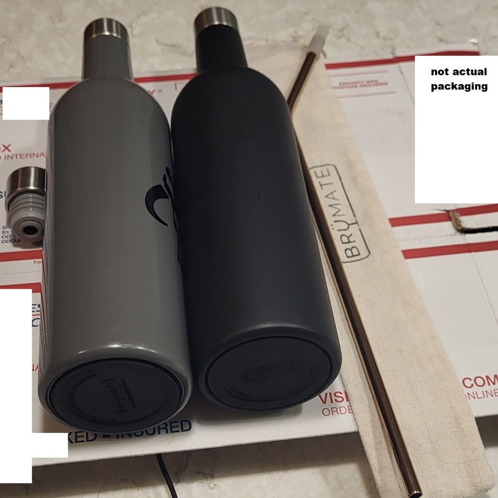 Brumate Winesulator set bundle Charcoal Grey and Matte Black with infinity straw
